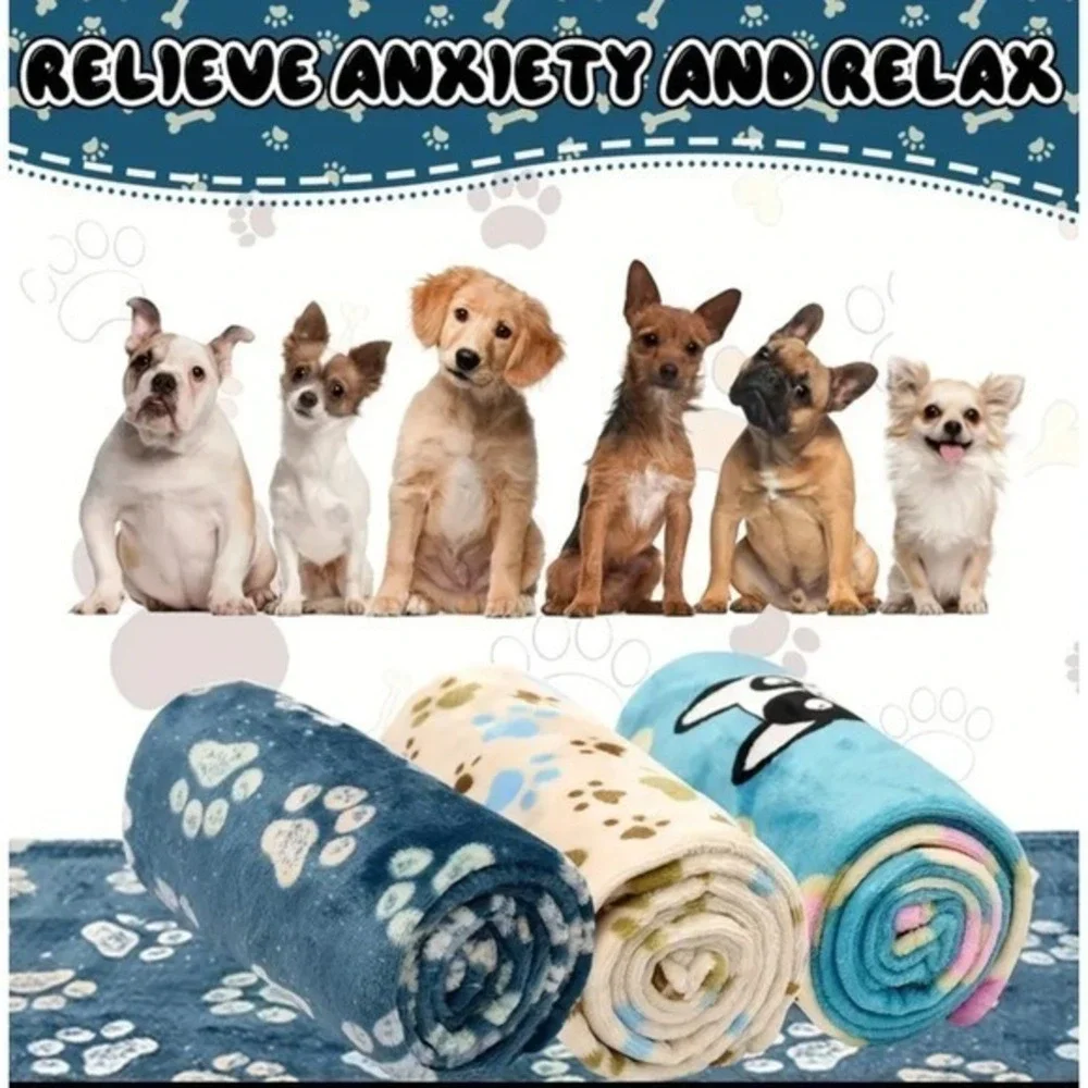 Warm & Soft‎ Fluffy Fleece Flannel Pet Cat Dog Blanket Throw 43